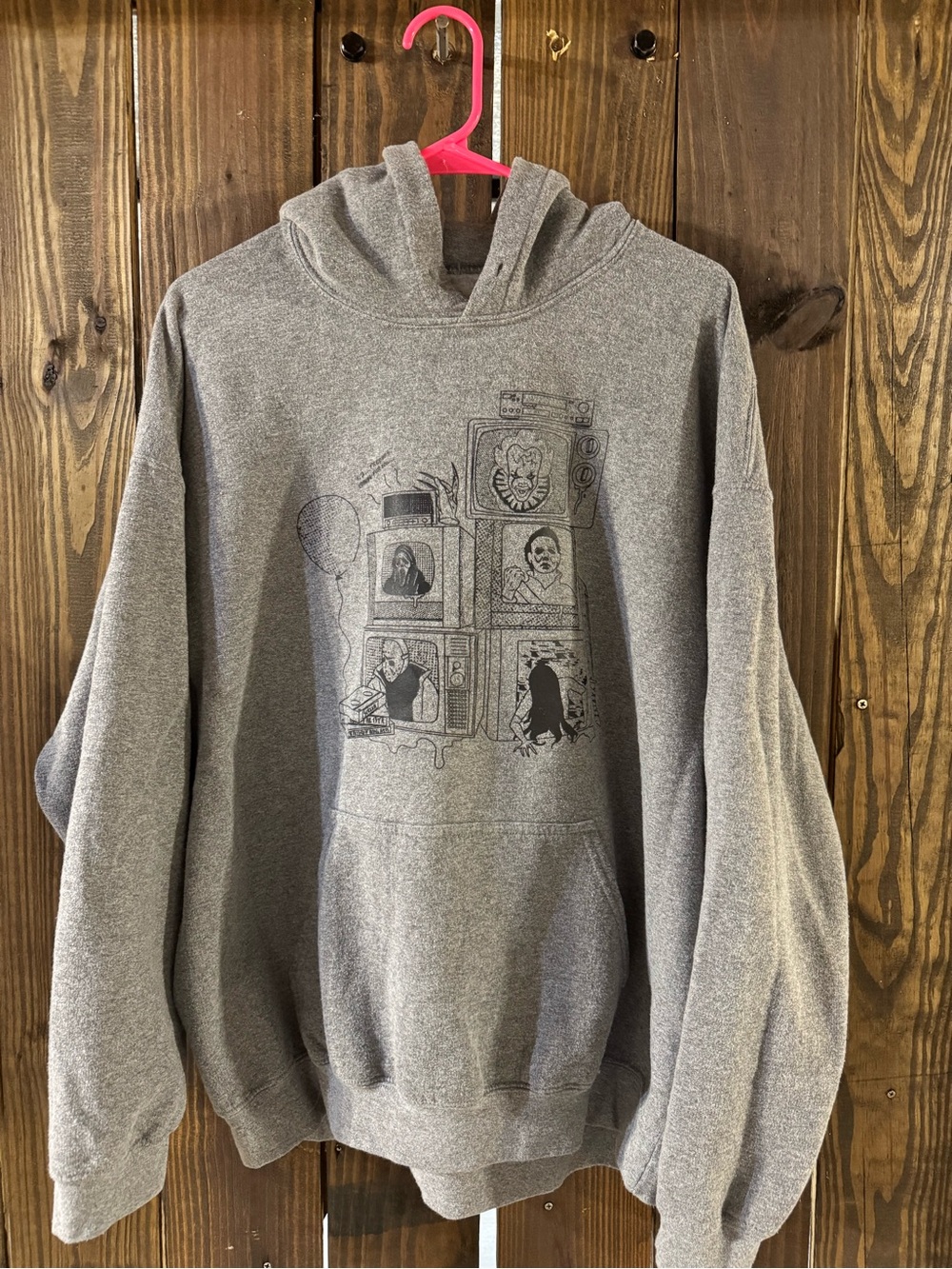 Gildan Gray Classic Horror Movie Characters Hooded Sweatshirt